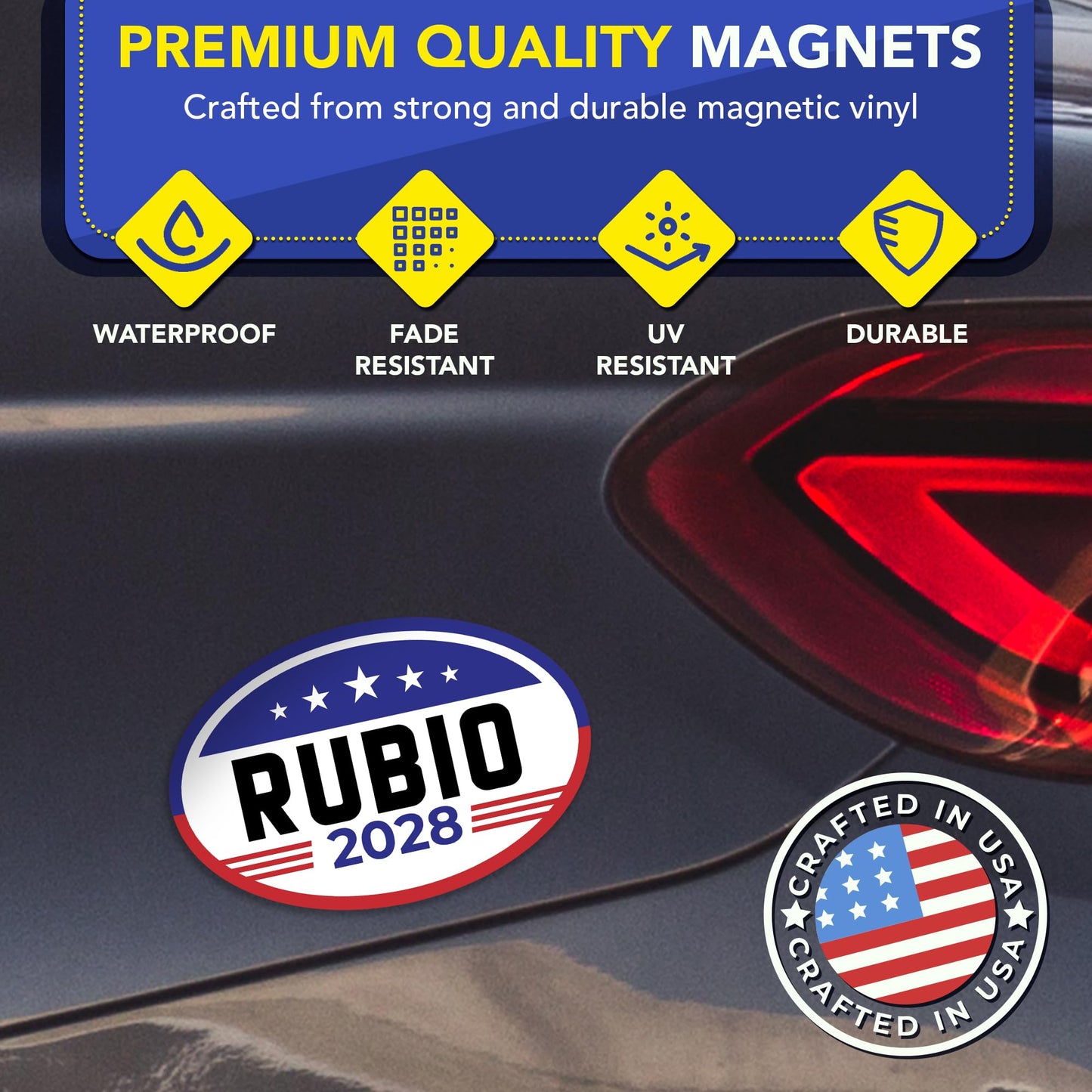 Magnet Me Up Marco Rubio Republican Supporter Car Magnet 4"x6" American Flag Oval Magnetic Decal, Political Election Accessory for Cars, Trucks and SUVs, UV Printed, Vinyl, Crafted in the USA