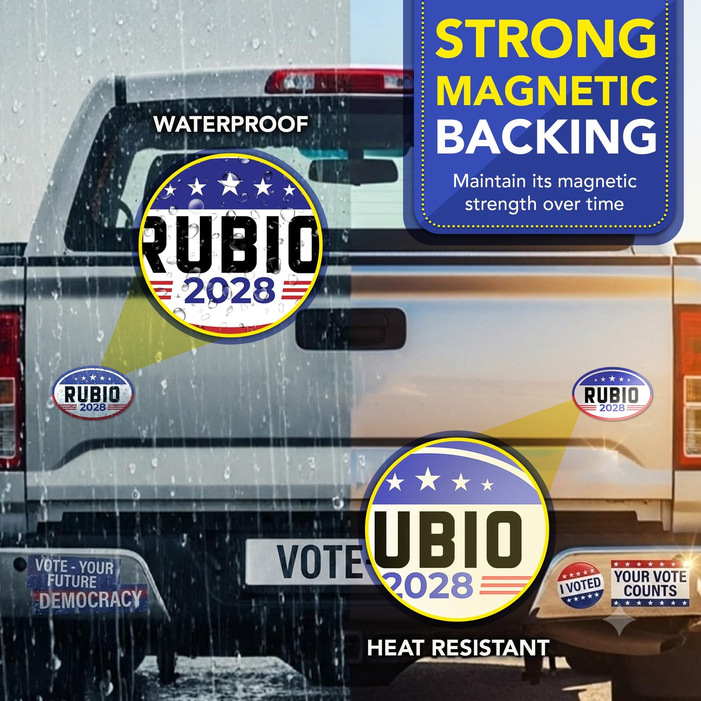 Magnet Me Up Marco Rubio Republican Supporter Car Magnet 4"x6" American Flag Oval Magnetic Decal, Political Election Accessory for Cars, Trucks and SUVs, UV Printed, Vinyl, Crafted in the USA