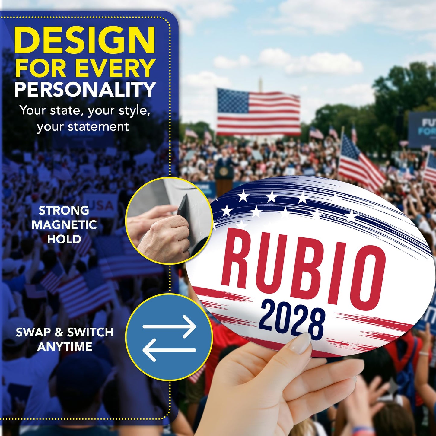 Magnet Me Up Marco Rubio Republican Supporter Car Magnet 4"x6" Brush Stroke Oval Magnetic Decal, Political Election Accessory for Cars, Trucks and SUVs, UV Printed, Vinyl, Crafted in the USA