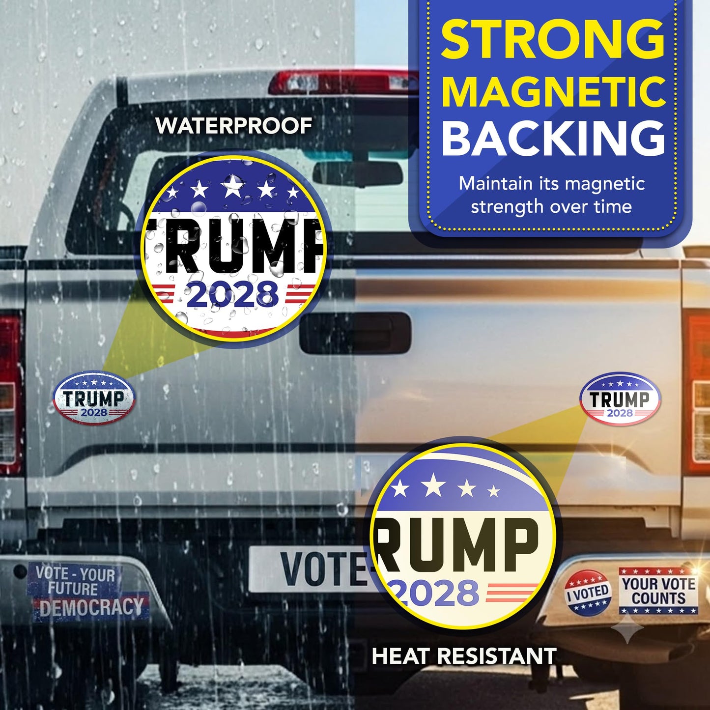 Magnet Me Up Donald Trump Republican Supporter Car Magnet 4"x6" American Flag Oval Magnetic Decal, Political Election, Bumper Accessory for Cars, Trucks and SUVs, UV Printed, Crafted in the USA
