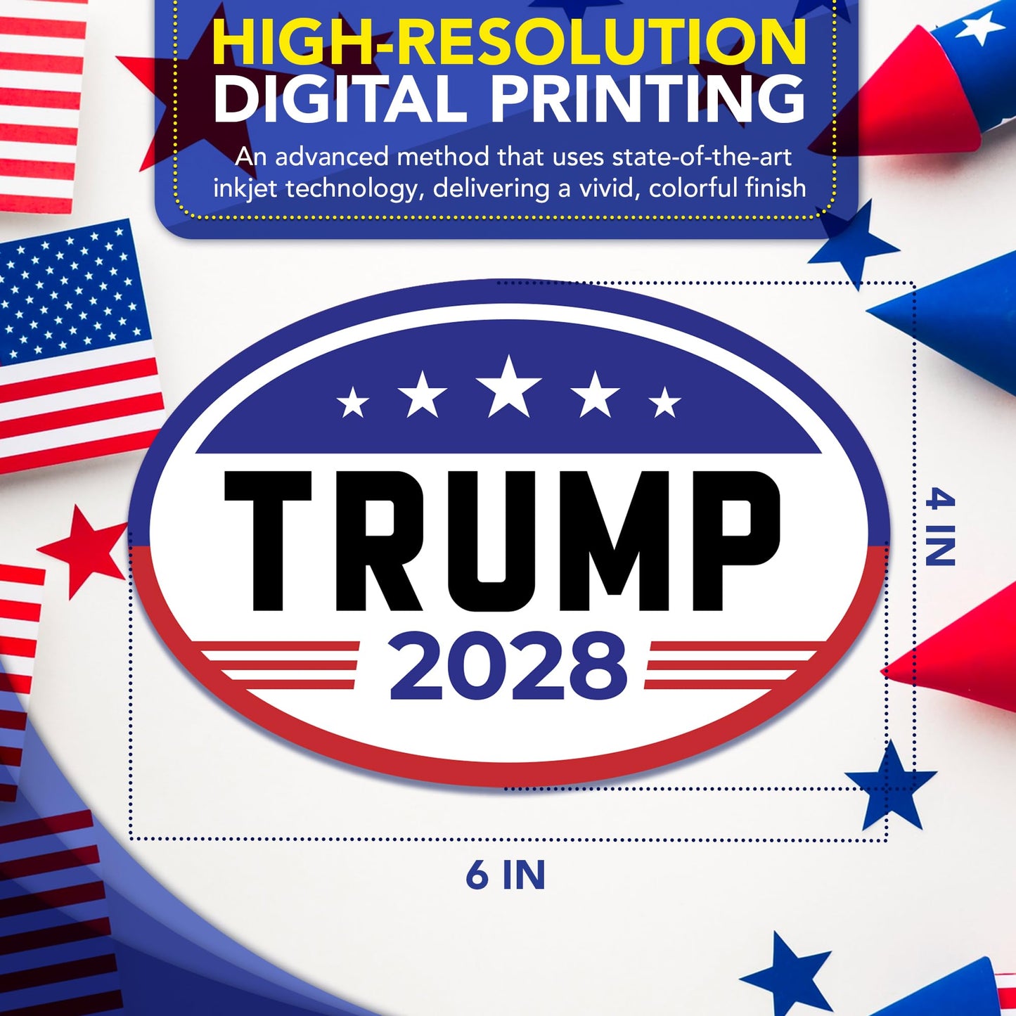 Magnet Me Up Donald Trump Republican Supporter Car Magnet 4"x6" American Flag Oval Magnetic Decal, Political Election, Bumper Accessory for Cars, Trucks and SUVs, UV Printed, Crafted in the USA