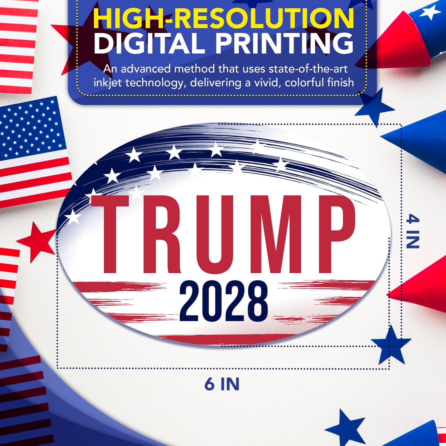 Magnet Me Up Donald Trump Republican Supporter Car Magnet 4"x6" Brush Stroke Oval Magnetic Decal, Political Election, Bumper Accessory for Cars, Trucks and SUVs, UV Printed, Crafted in the USA