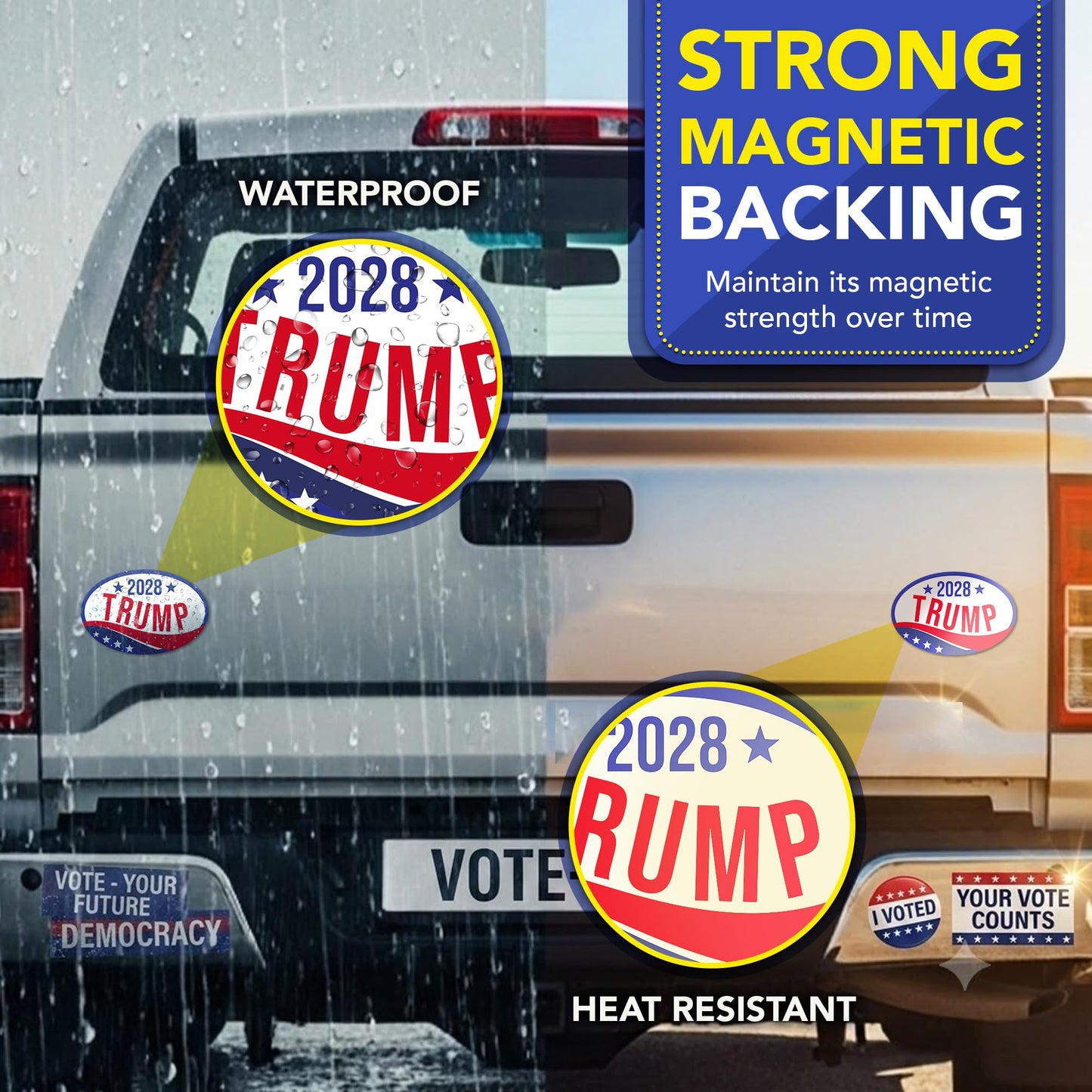 Magnet Me Up Donald Trump Republican Supporter Car Magnet 4"x6" Patriotic Wave Oval Magnetic Decal, Political Election, Bumper Accessory for Cars, Trucks and SUVs, UV Printed, Crafted in the USA