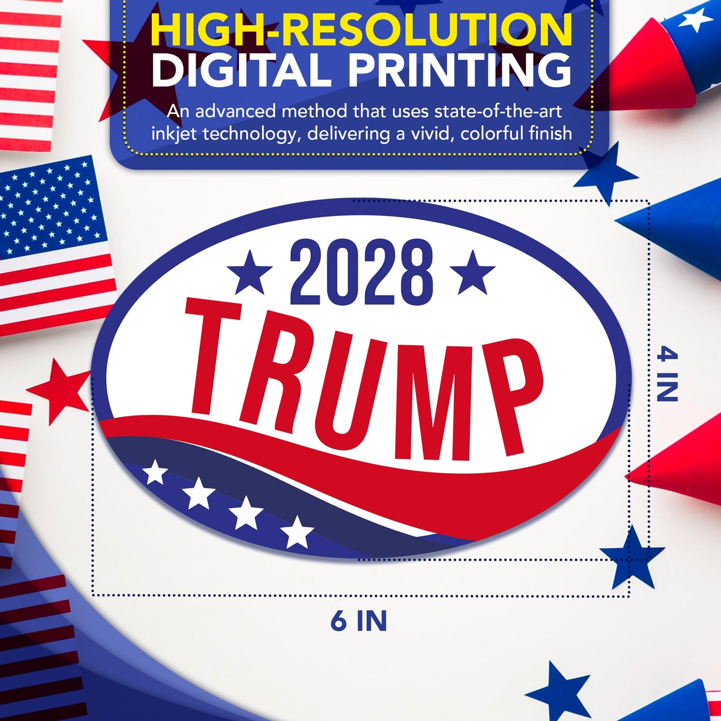 Magnet Me Up Donald Trump Republican Supporter Car Magnet 4"x6" Patriotic Wave Oval Magnetic Decal, Political Election, Bumper Accessory for Cars, Trucks and SUVs, UV Printed, Crafted in the USA