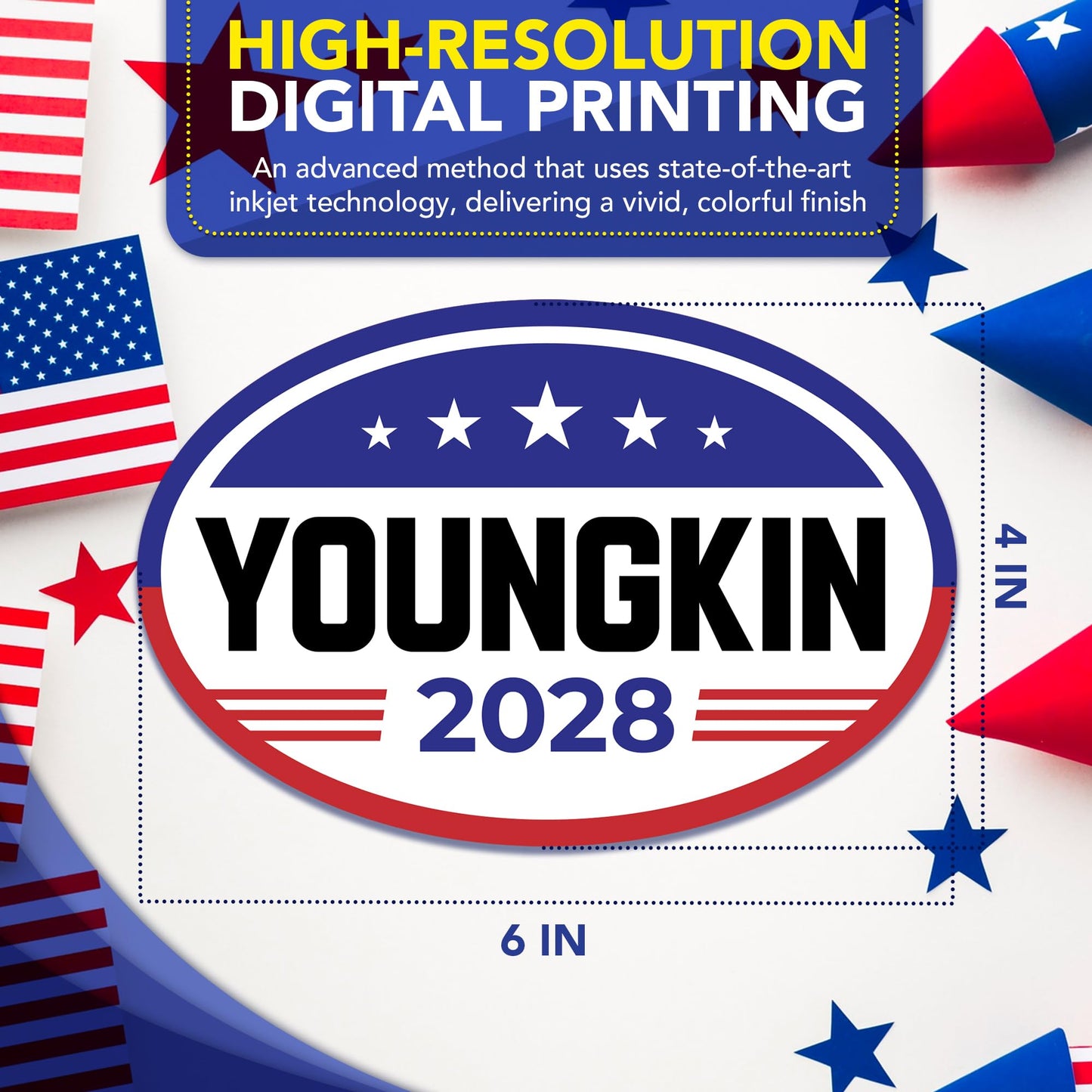 Magnet Me Up Glenn Youngkin Republican Supporter Car Magnet 4"x6" American Flag Oval Magnetic Decal, Political Election Bumper Accessory for Cars, Trucks, SUVs, UV Printed, Crafted in the USA