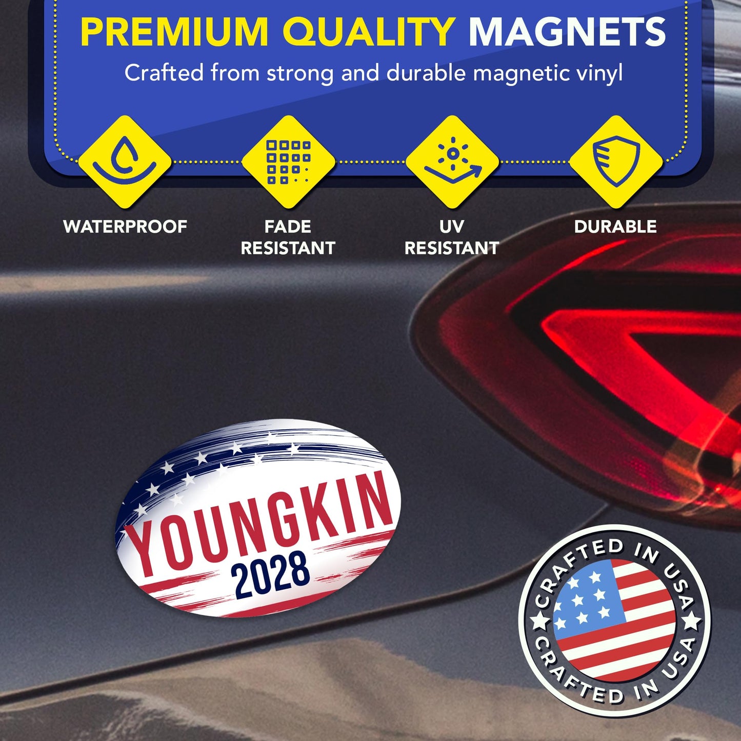 Magnet Me Up Glenn Youngkin Republican Supporter Car Magnet 4"x6" Brush Stroke Oval Magnetic Decal, Political Election Bumper Accessory for Cars, Trucks, SUVs, UV Printed, Crafted in the USA