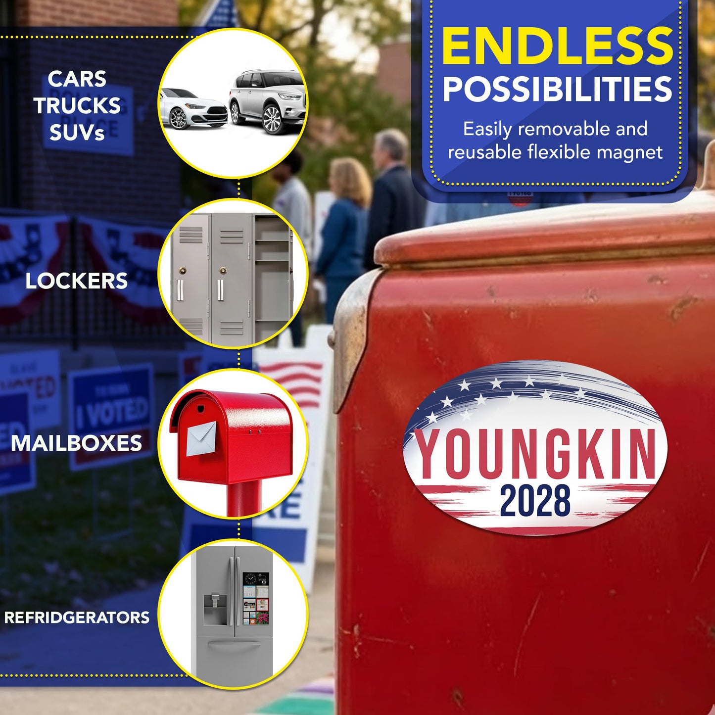 Magnet Me Up Glenn Youngkin Republican Supporter Car Magnet 4"x6" Brush Stroke Oval Magnetic Decal, Political Election Bumper Accessory for Cars, Trucks, SUVs, UV Printed, Crafted in the USA