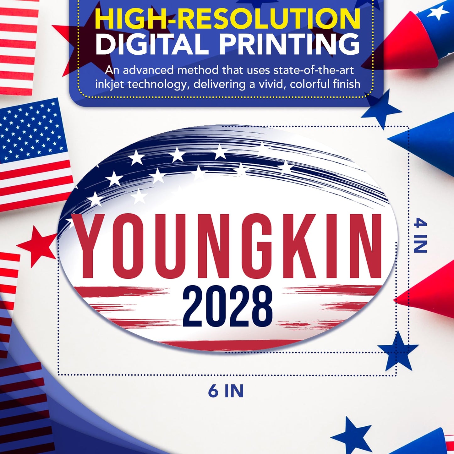 Magnet Me Up Glenn Youngkin Republican Supporter Car Magnet 4"x6" Brush Stroke Oval Magnetic Decal, Political Election Bumper Accessory for Cars, Trucks, SUVs, UV Printed, Crafted in the USA