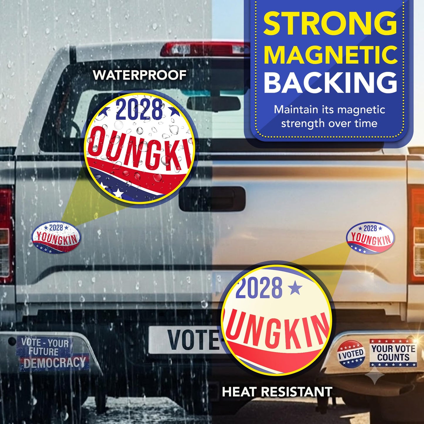 Magnet Me Up Glenn Youngkin Republican Supporter Car Magnet 4"x6" Patriotic Wave Oval Magnetic Decal, Political Election Bumper Accessory for Cars, Trucks, SUVs, UV Printed, Crafted in the USA