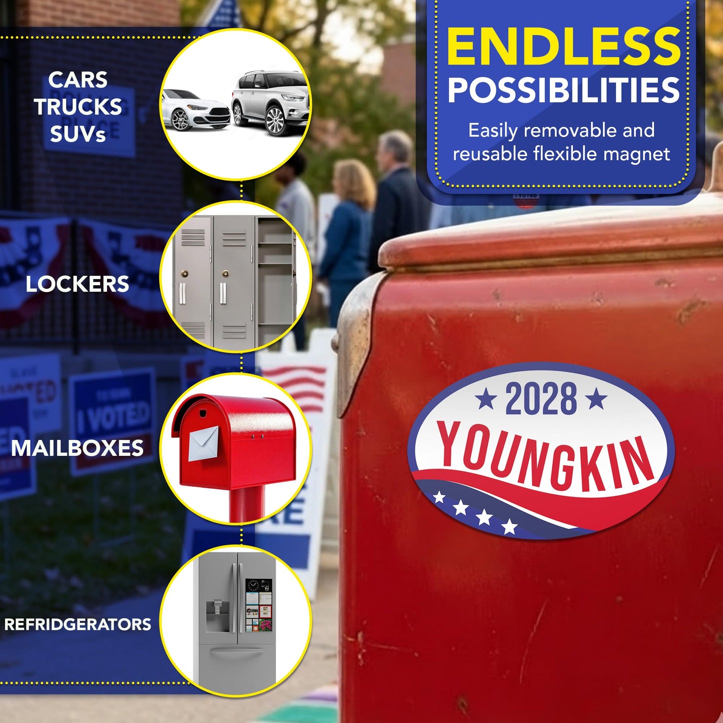 Magnet Me Up Glenn Youngkin Republican Supporter Car Magnet 4"x6" Patriotic Wave Oval Magnetic Decal, Political Election Bumper Accessory for Cars, Trucks, SUVs, UV Printed, Crafted in the USA