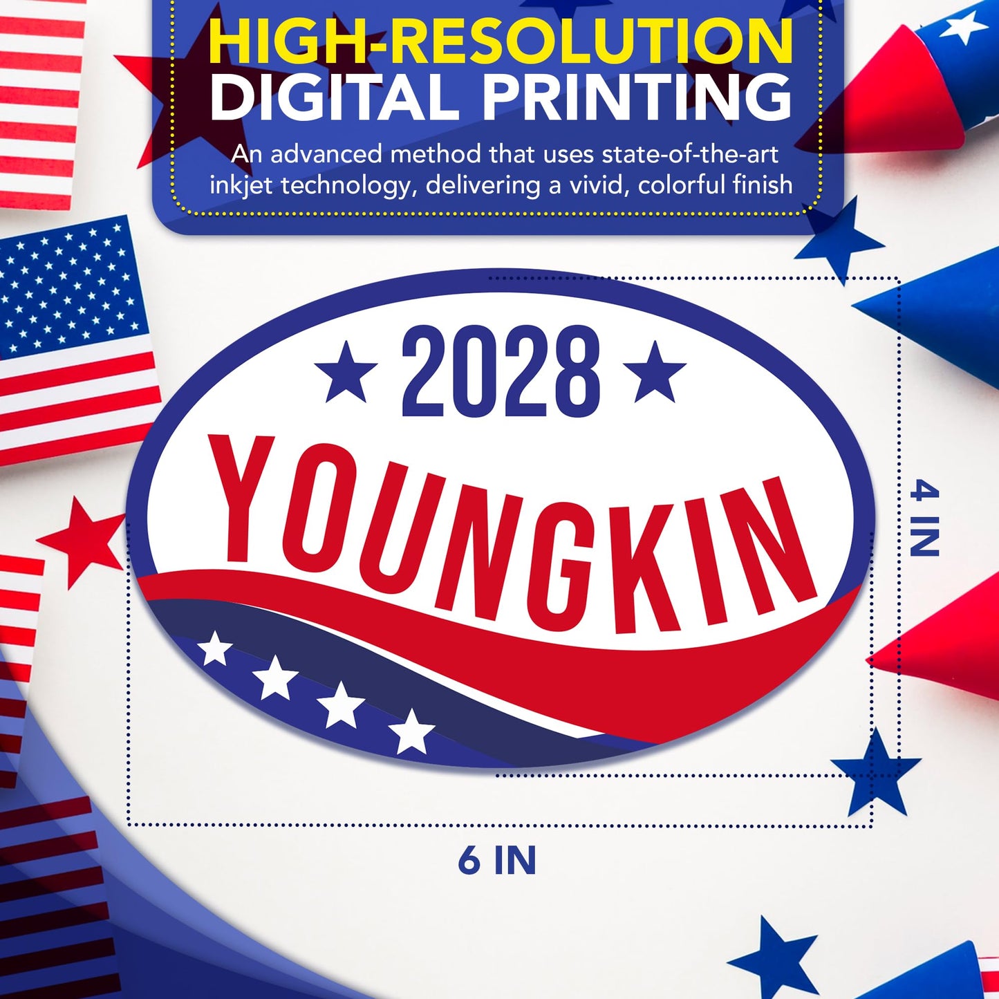 Magnet Me Up Glenn Youngkin Republican Supporter Car Magnet 4"x6" Patriotic Wave Oval Magnetic Decal, Political Election Bumper Accessory for Cars, Trucks, SUVs, UV Printed, Crafted in the USA