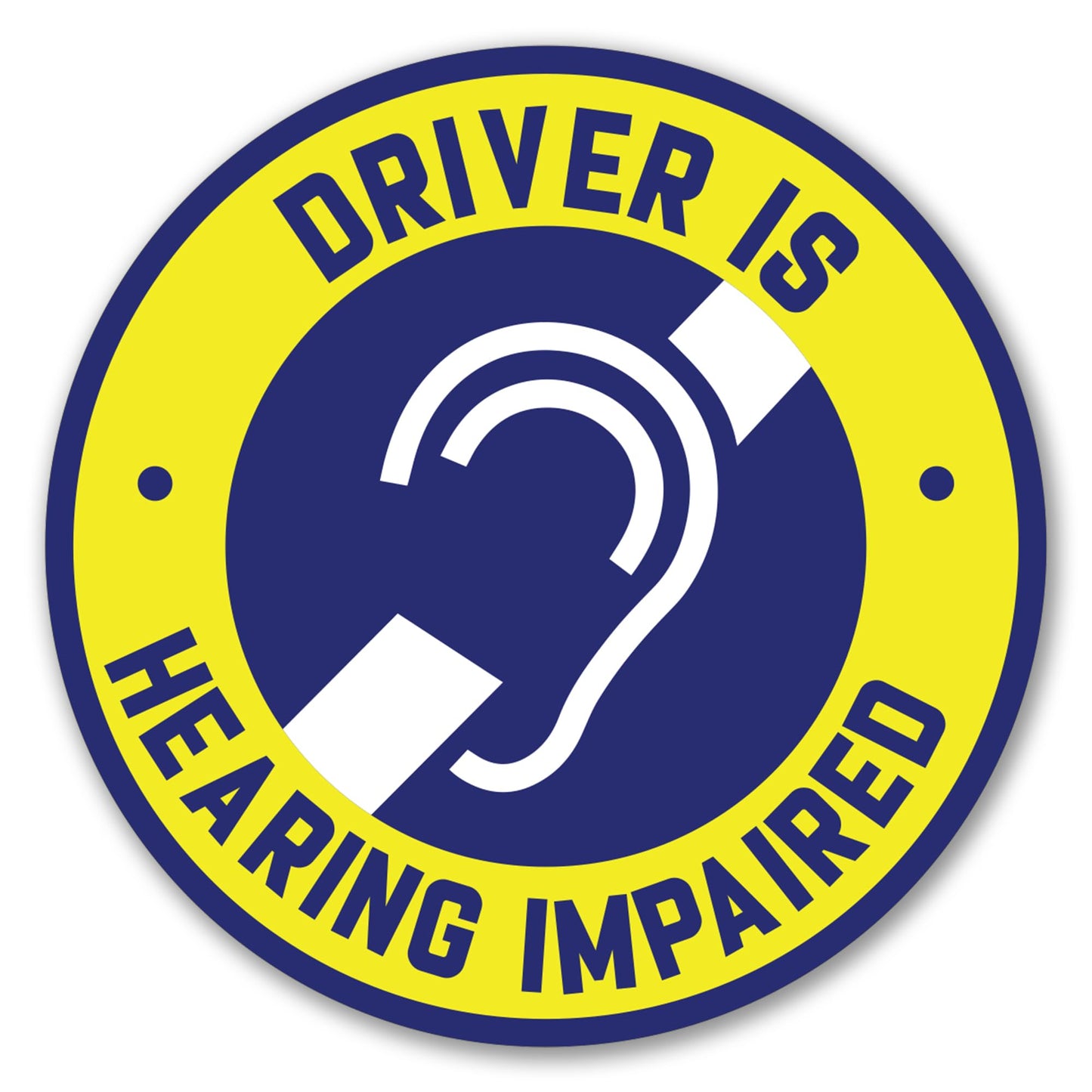 Magnet Me Up Driver is Hearing Impaired Car Magnet, 5 Inches Round Hearing Impaired Safety Magnetic Decal for Car Truck SUV, Heavy Duty Automotive Bumper Accessory, UV Printed, Crafted in the USA