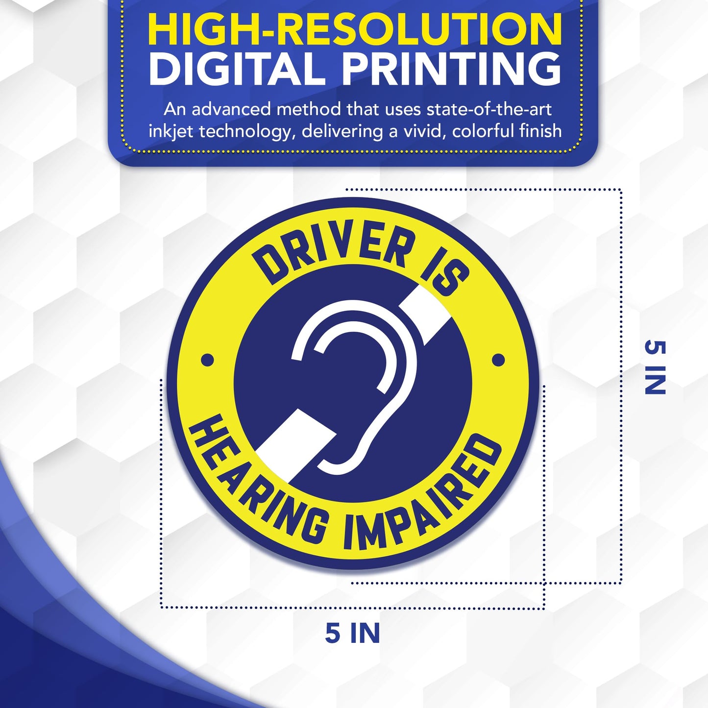 Magnet Me Up Driver is Hearing Impaired Car Magnet, 5 Inches Round Hearing Impaired Safety Magnetic Decal for Car Truck SUV, Heavy Duty Automotive Bumper Accessory, UV Printed, Crafted in the USA