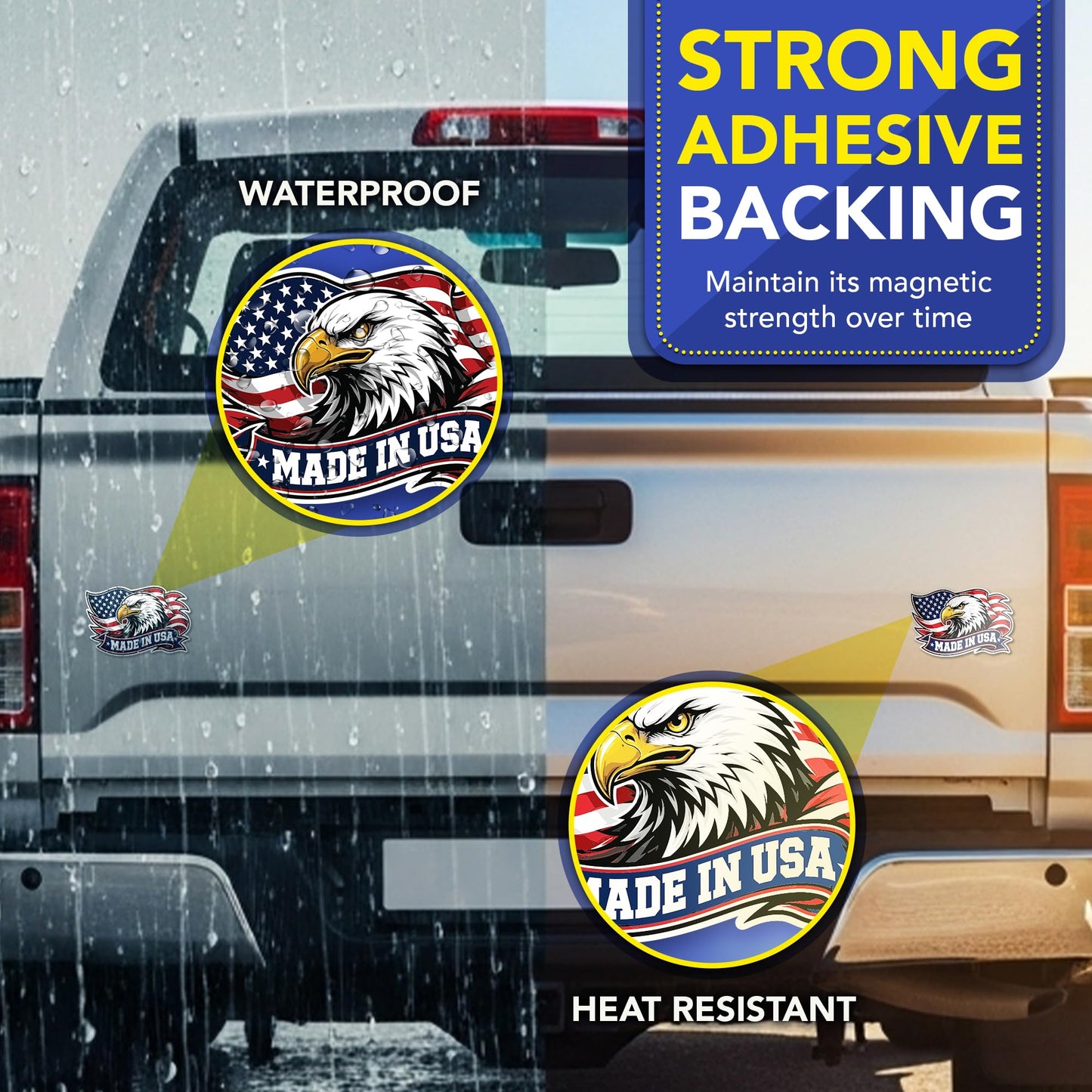 Magnet Me Up Made in USA Patriotic Eagle Car Magnet, 4"x6" Magnetic Decal for Vehicles, American Flag Bald Eagle, Patriotic Bumper Accessory, UV Printed Weatherproof Vinyl, Crafted in the USA