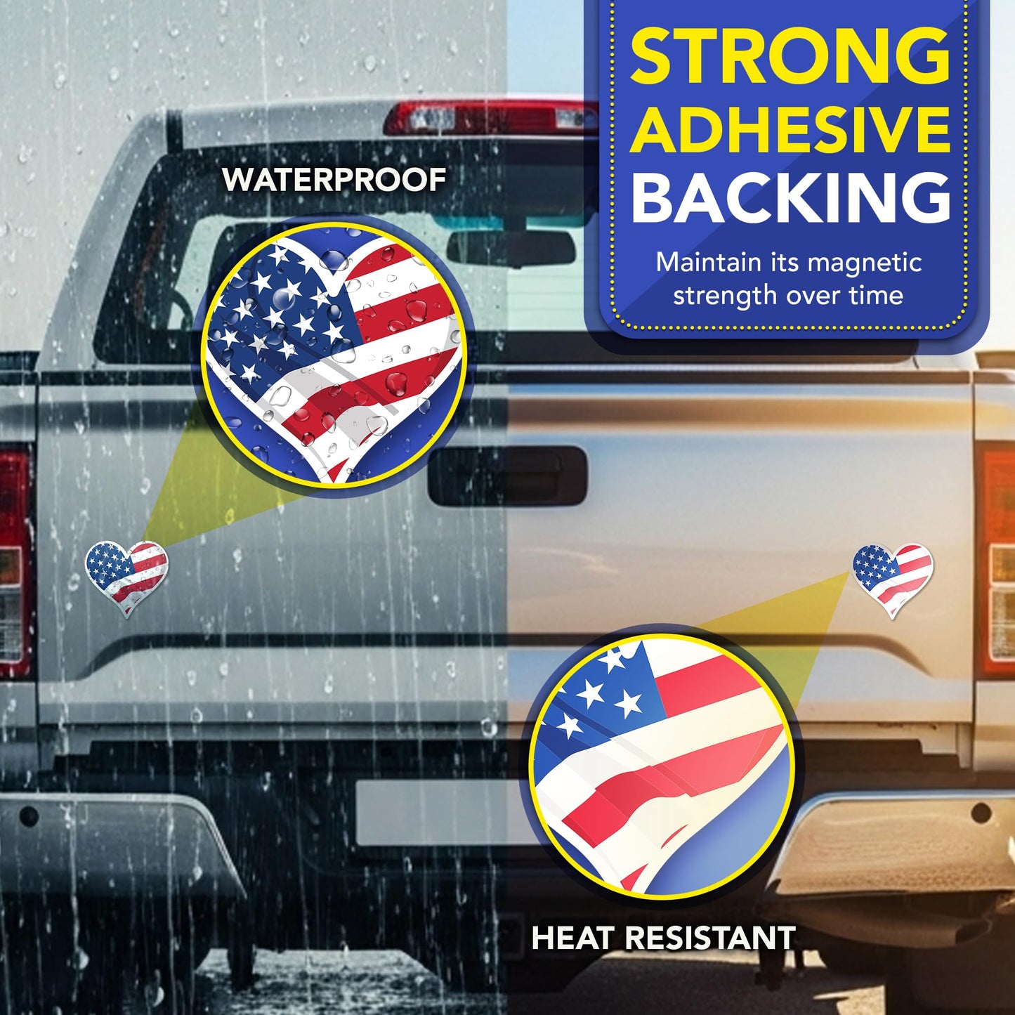 Magnet Me Up American Flag Heart Car Magnet, 4.6"x5" Patriotic USA Magnetic Decal for Vehicles, Heart Shaped American Flag Bumper Accessory, UV Printed Weatherproof Vinyl, Crafted in the USA