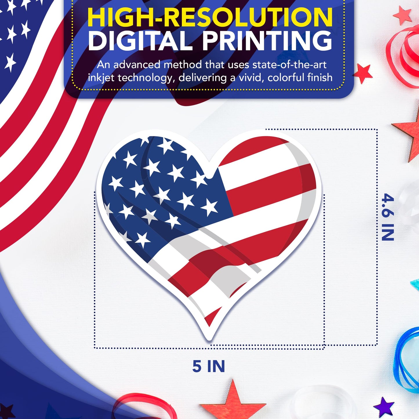 Magnet Me Up American Flag Heart Car Magnet, 4.6"x5" Patriotic USA Magnetic Decal for Vehicles, Heart Shaped American Flag Bumper Accessory, UV Printed Weatherproof Vinyl, Crafted in the USA