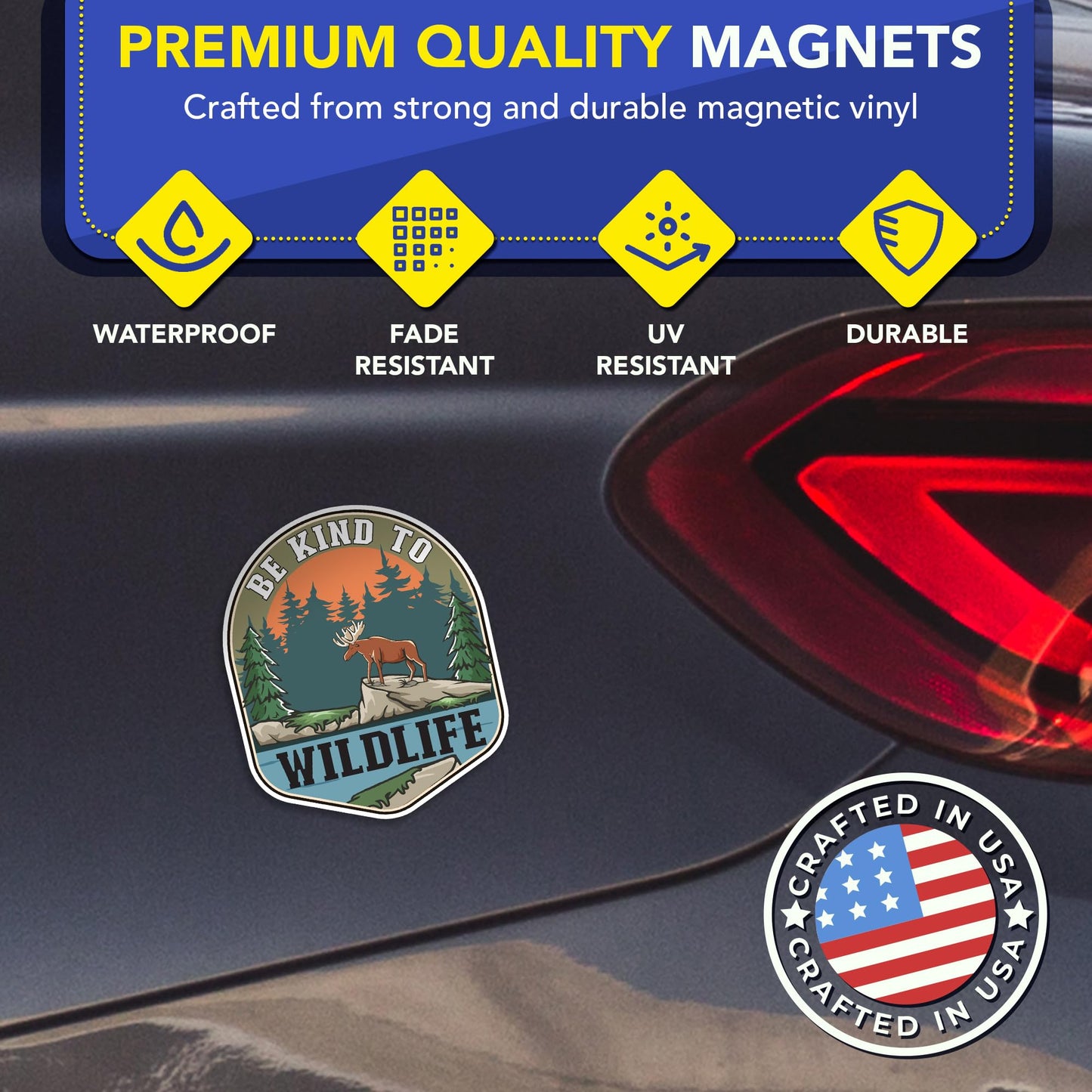 Magnet Me Up Be Kind to Wildlife Car Magnet - 4.2"x 5" Cute Animal Magnetic Decal for Cars, Trucks and SUVs, Heavy Duty Automotive Bumper Accessory, Weatherproof UV Printed, Crafted in the USA