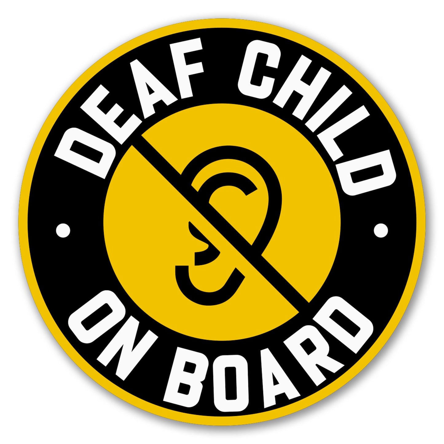 Magnet Me Up Deaf Child on Board Car Magnet, 5 Inches Round Reflective Style Safety Magnetic Decal for Cars, Trucks & SUVs, Heavy Duty Automotive Bumper Accessory, UV Printed, Crafted in the USA