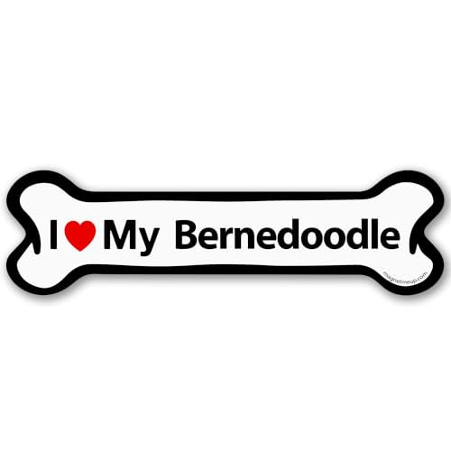 Magnet Me Up I Love My Bernedoodle Bone Shaped Car Magnet - 2x7 Inches Dog Lovers Refrigerator Accessory Gift, Magnetic Decal for Cars, Trucks, and SUVs, Waterproof, UV Printed, Crafted in USA
