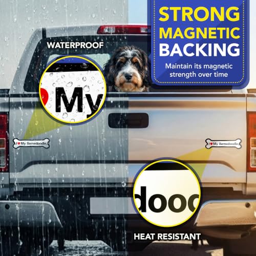 Magnet Me Up I Love My Bernedoodle Bone Shaped Car Magnet - 2x7 Inches Dog Lovers Refrigerator Accessory Gift, Magnetic Decal for Cars, Trucks, and SUVs, Waterproof, UV Printed, Crafted in USA