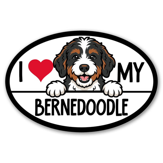 Magnet Me Up I Love My Bernedoodle Oval Shaped Car Magnet - 4x6 Inches Dog Lovers Refrigerator Accessory Gift, Magnetic Decal for Cars, Trucks, and SUVs, Waterproof, UV Printed, Crafted in USA