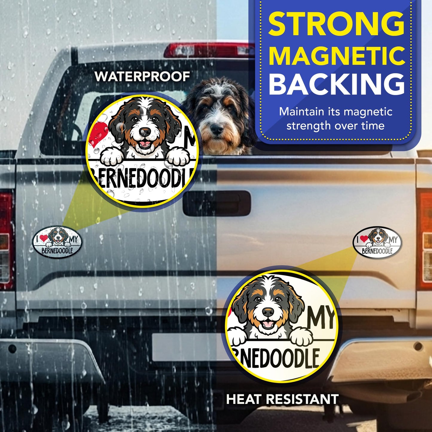 Magnet Me Up I Love My Bernedoodle Oval Shaped Car Magnet - 4x6 Inches Dog Lovers Refrigerator Accessory Gift, Magnetic Decal for Cars, Trucks, and SUVs, Waterproof, UV Printed, Crafted in USA