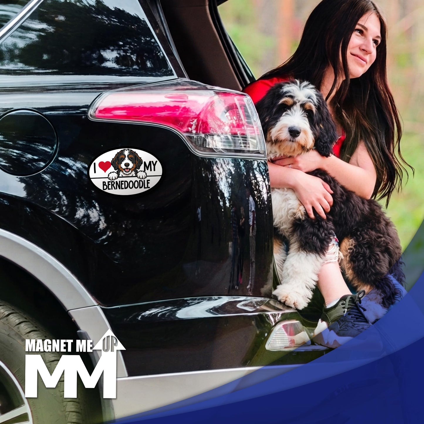 Magnet Me Up I Love My Bernedoodle Oval Shaped Car Magnet - 4x6 Inches Dog Lovers Refrigerator Accessory Gift, Magnetic Decal for Cars, Trucks, and SUVs, Waterproof, UV Printed, Crafted in USA
