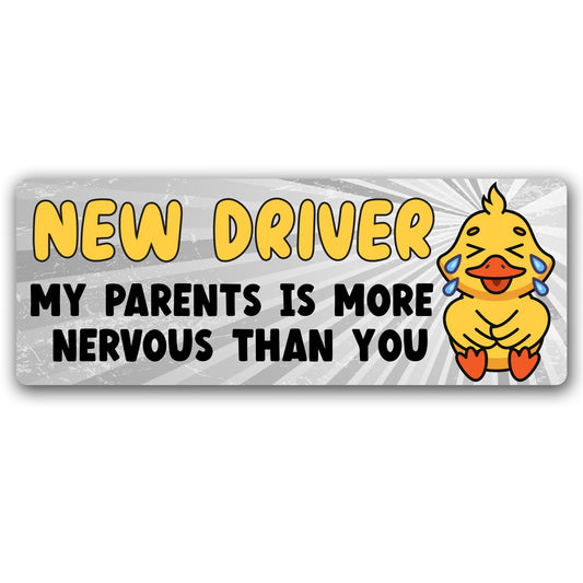 Magnet Me Up New Driver My Parents are More Nervous Than You Car Magnet, 3"x8" Funny Magnetic Decal for Car Truck SUV, Student Driver Accessory, Removable Vehicle Sign, UV Printed, Crafted in USA