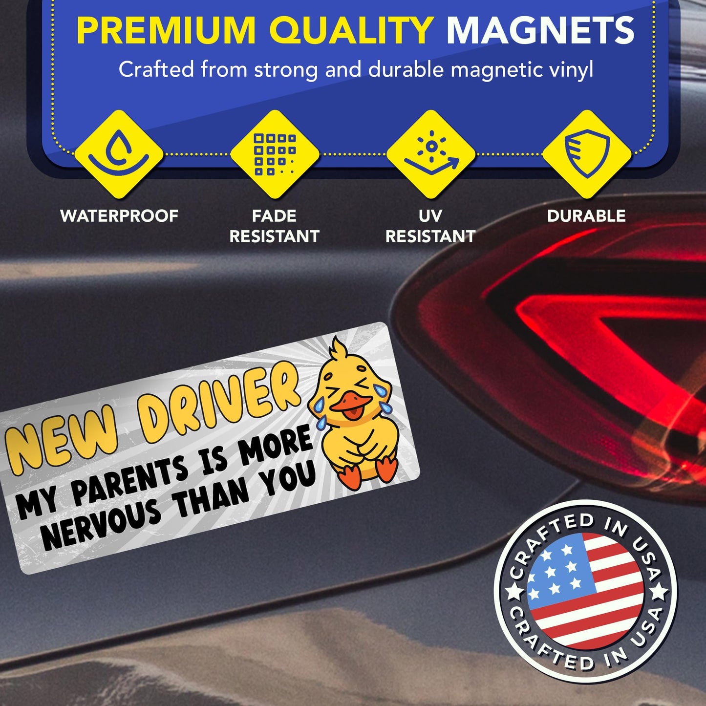 Magnet Me Up New Driver My Parents are More Nervous Than You Car Magnet, 3"x8" Funny Magnetic Decal for Car Truck SUV, Student Driver Accessory, Removable Vehicle Sign, UV Printed, Crafted in USA