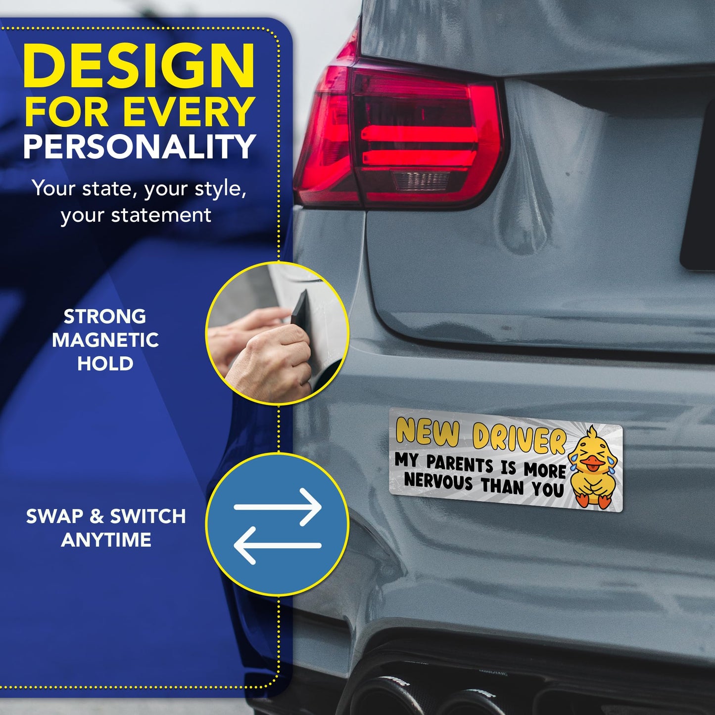 Magnet Me Up New Driver My Parents are More Nervous Than You Car Magnet, 3"x8" Funny Magnetic Decal for Car Truck SUV, Student Driver Accessory, Removable Vehicle Sign, UV Printed, Crafted in USA