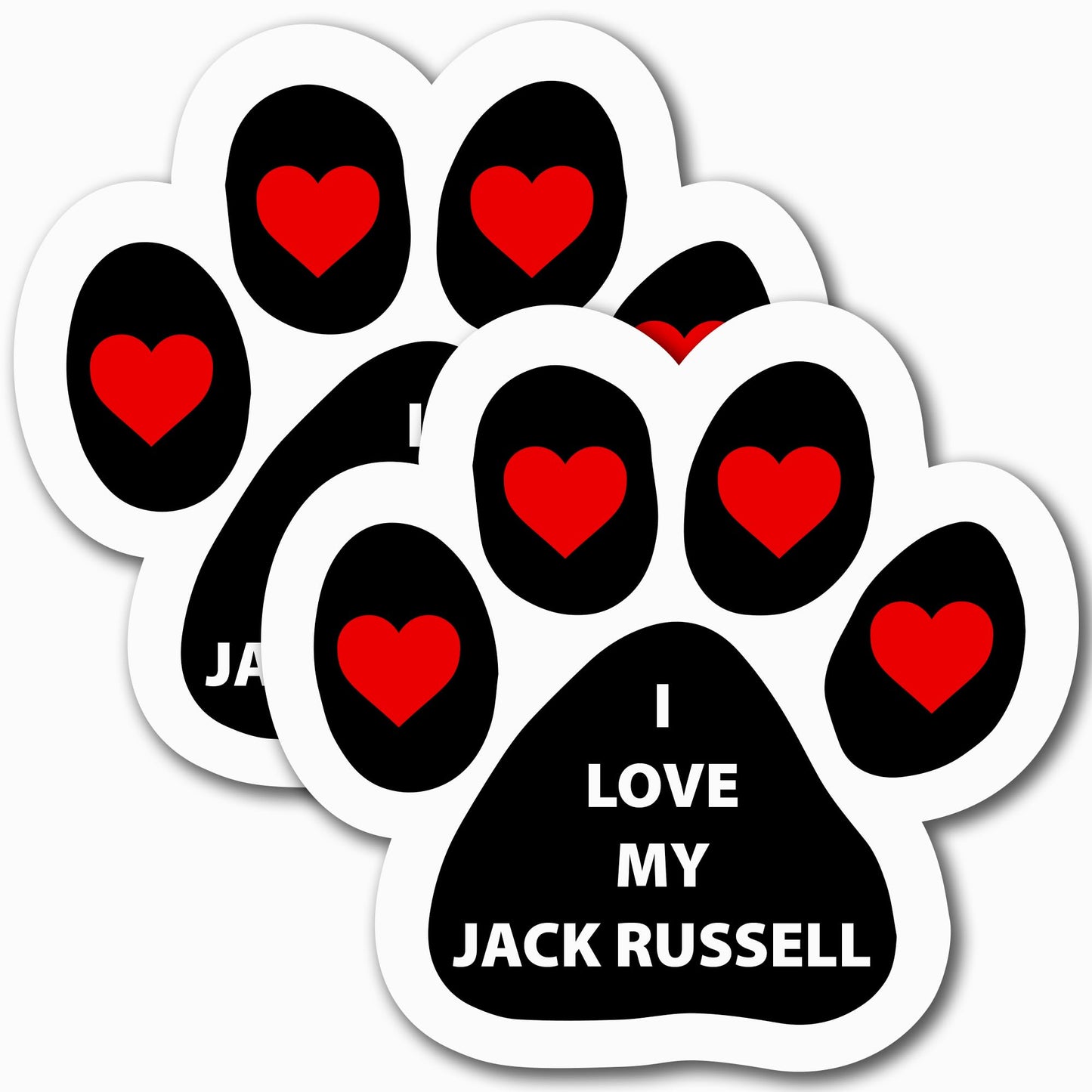 Magnet Me Up I Love My Jack Russell Pawprint Magnetic Decals, 5 Inch, 2 Pack Heavy Duty Automotive Accessory Magnet for Cars Trucks and SUVs