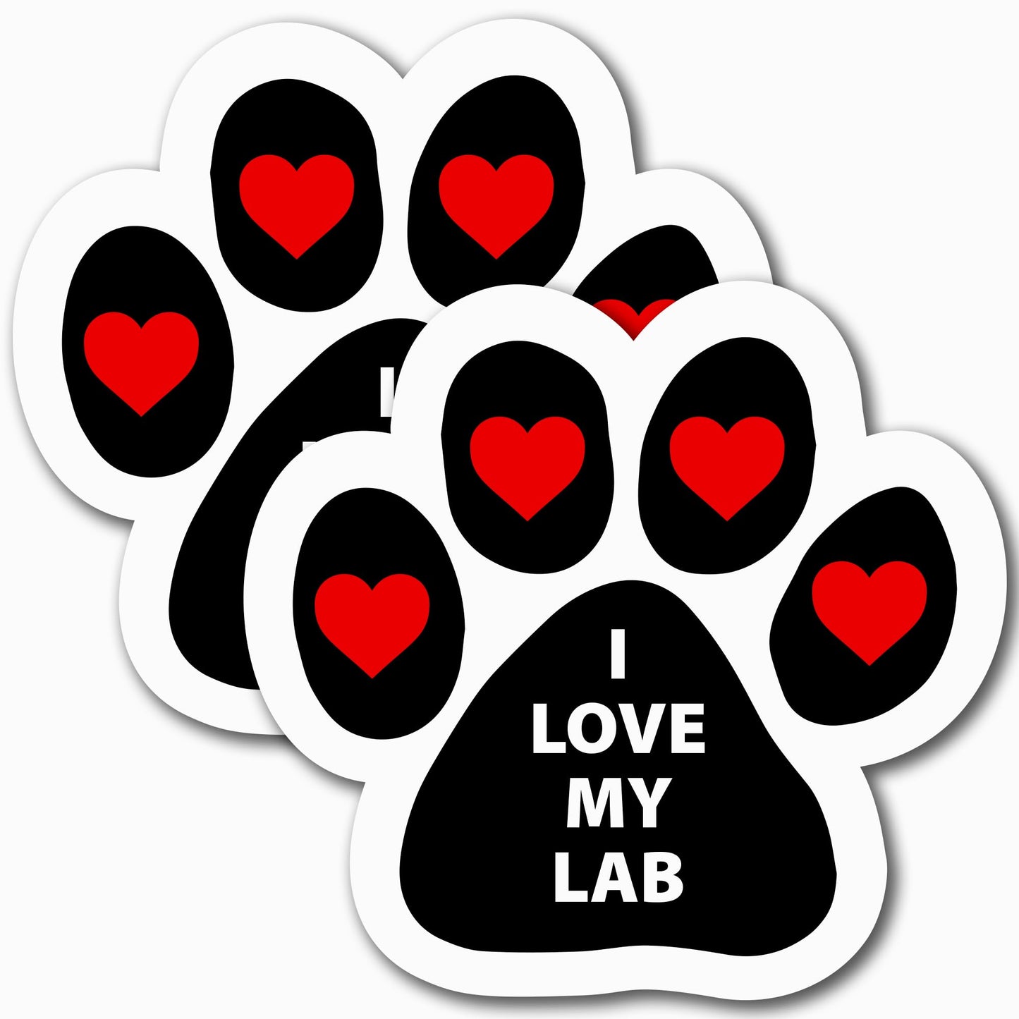Magnet Me Up I Love My Lab Pawprint Magnetic Decal 5 Inch, 2 Pack, Heavy Duty Automotive Accessory Magnet for Car Truck and SUV, Made in USA
