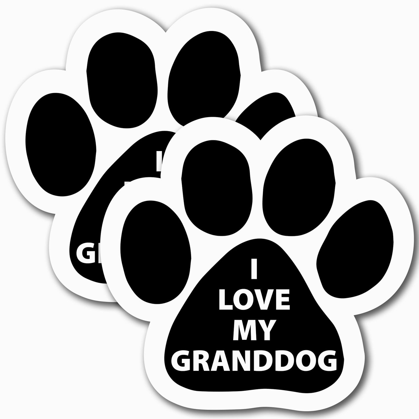 I Love My Granddog Pawprint Car Magnet 5 Inch, 2 Pack, Dog Lover Gift