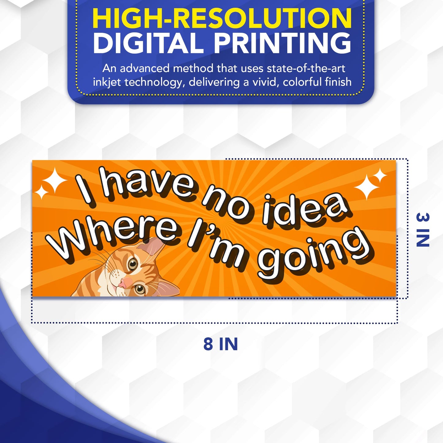 I Have No Idea Where I'm Going 3"x8" Cute Orange Tabby Magnet, Weatherproof