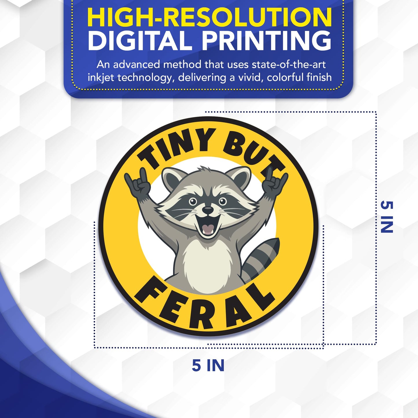 Tiny But Feral Car Magnet, 5" Round Funny Racoon Vehicle Magnet, Waterproof
