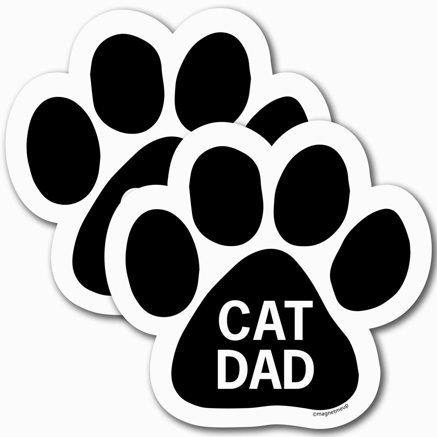 Cat Dad Pawprint Car Magnet Decal 5 Inch, 2 Pack, Waterproof Dog Lover Gift