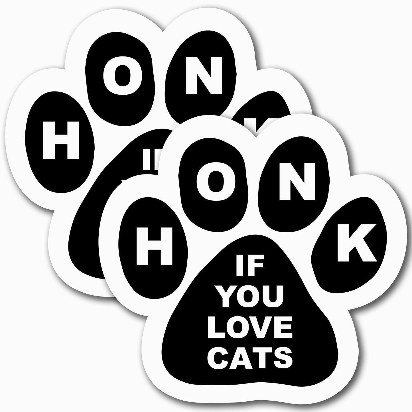Honk If You Love Cats Pawprint Car Magnet, 5 Inch, 2 Pack, Dog Lover Gift