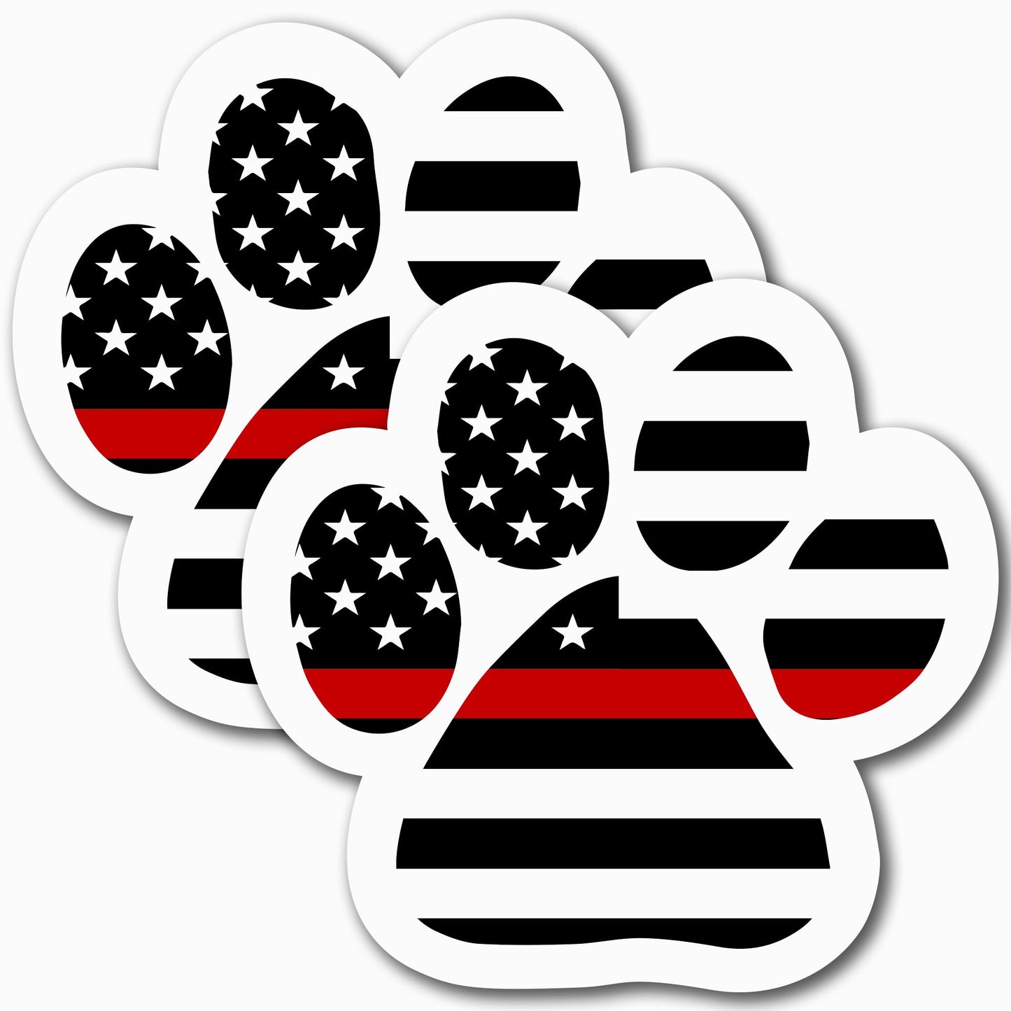 Thin Red Line Pawprint Car Magnet, 5 Inch, 2 Pack, Ideal Gift for Dog Lover
