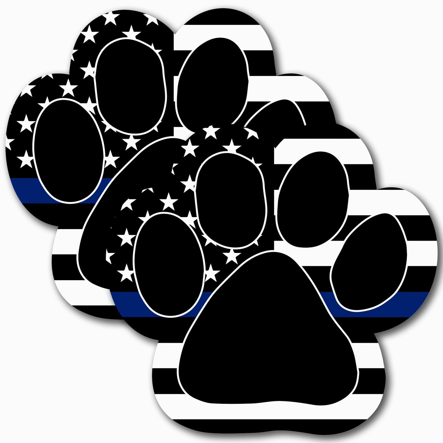 Thin Blue Line Pawprint Car Magnet Decal, 5 inch, 2 Pack, Waterproof Vinyl