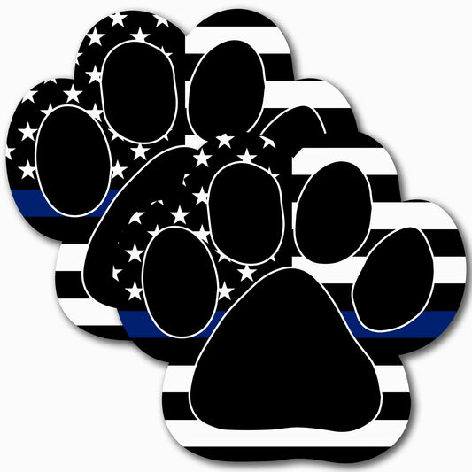 Thin Blue Line Pawprint Car Magnet Decal, 5 inch, 2 Pack, Waterproof Vinyl