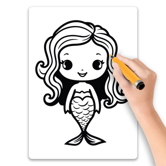 Magnet Me Up Color Your Own Cute Mermaid DIY Coloring Magnet Decal, 5x7 Inch, Perfect Creative Artistic Gift Idea and Refrigerator Decoration, Kids Expression Craft and Activity, Crafted in The USA