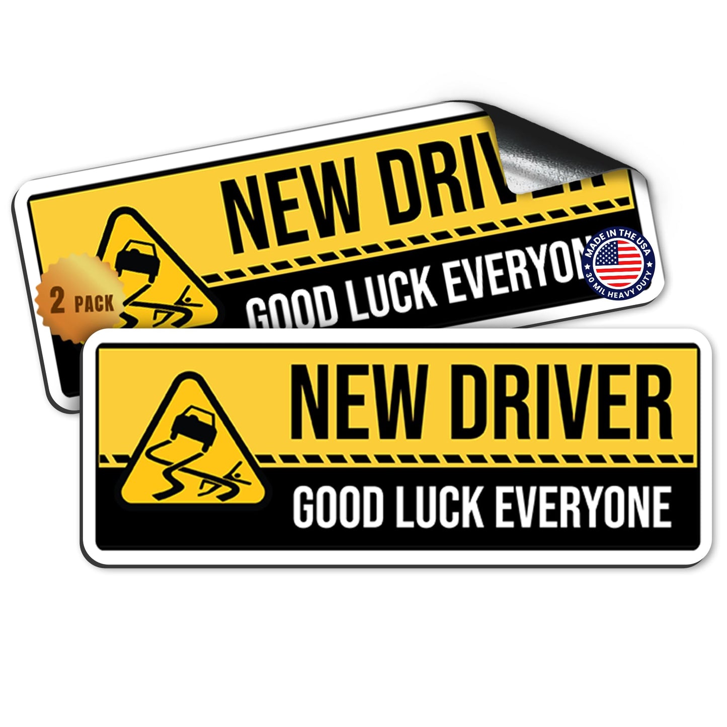 Magnet Me Up New Driver “Good Luck Everyone” Magnet, 3x8 Inch, 2 Pack