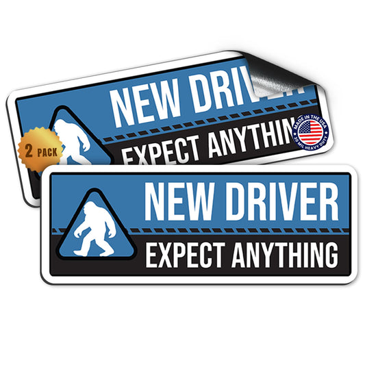 Magnet Me Up New Driver “Expect Anything” Magnet Decal, 3x8 Inch, 2 Pack