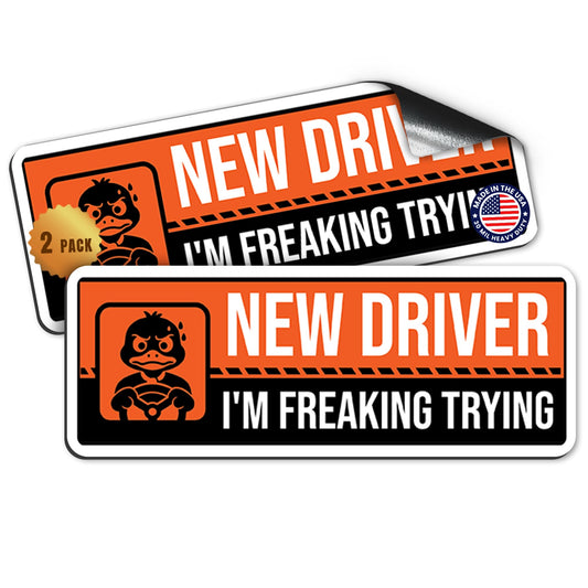 Magnet Me Up New Driver “I’m Freaking Trying” Magnet, 3x8 Inch, 2 Pack