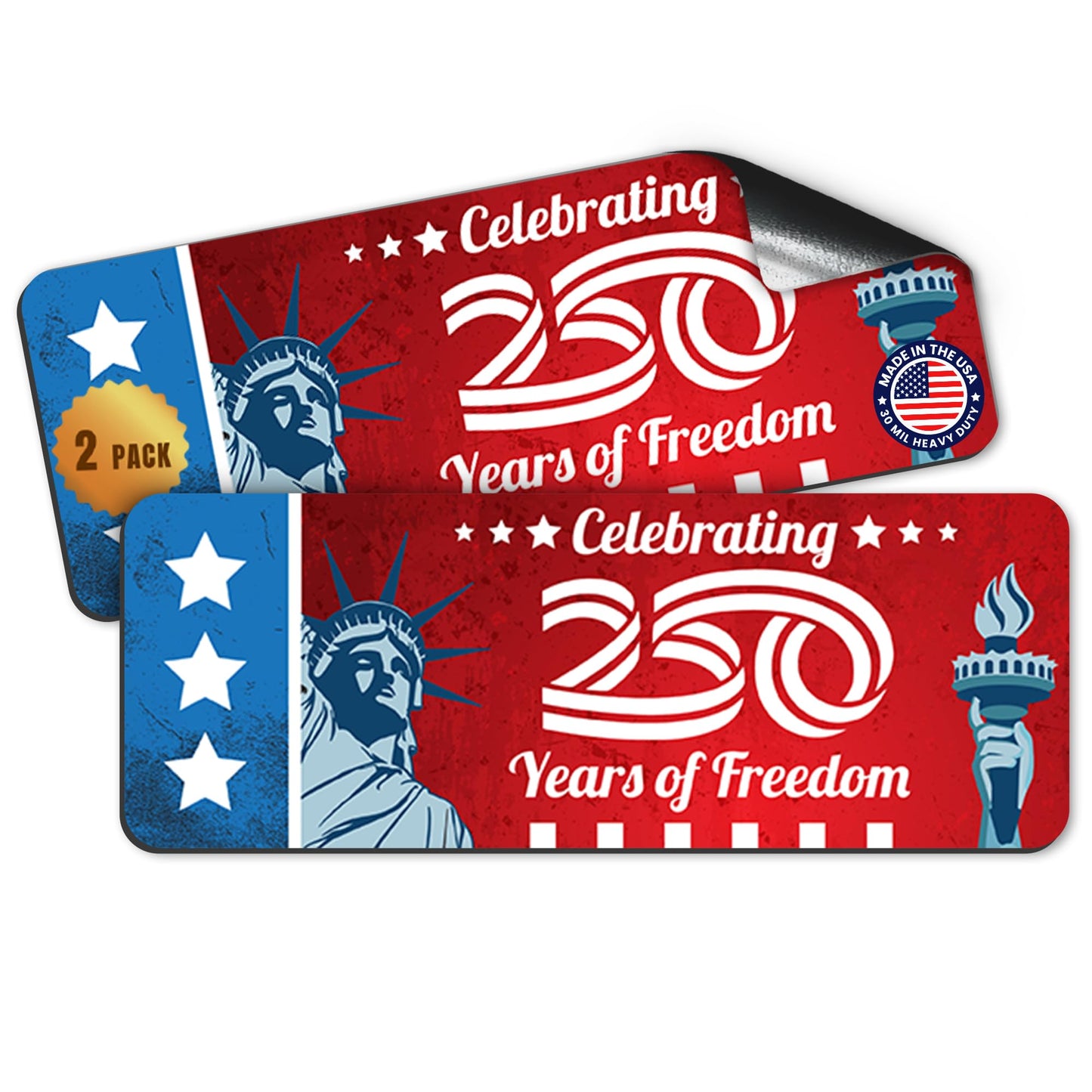 Magnet Me Up Celebrating 250 Years of Freedom Car Magnet, 3x8 Inch, 2 Pack