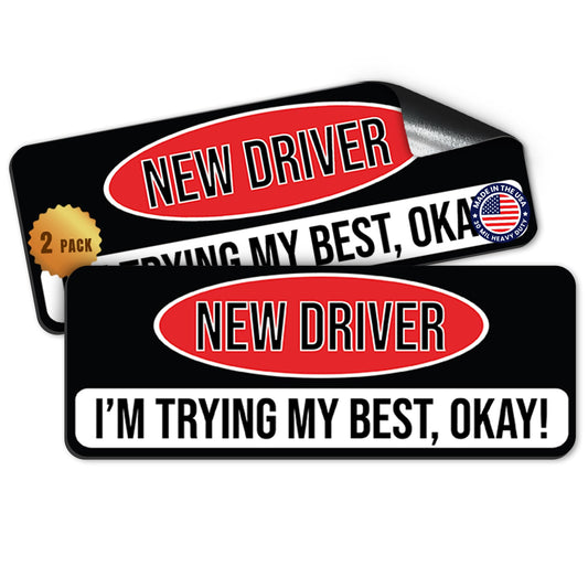 Magnet Me Up New Driver I'm Trying My Best, 3x8 Inch, 2 Pack