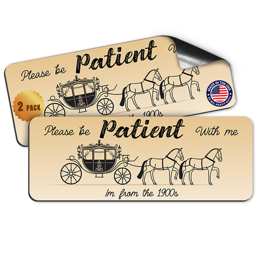 Magnet Me Up Please Be Patient I'm from The 1900s Funny, 3x8 Inch, 2 Pack