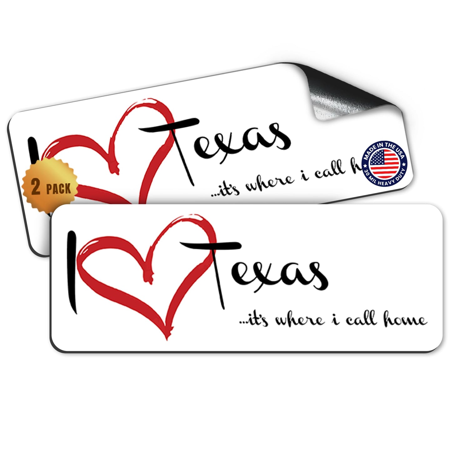 Magnet Me Up I Love Texas, 3x8 Inch, 2 Pack
