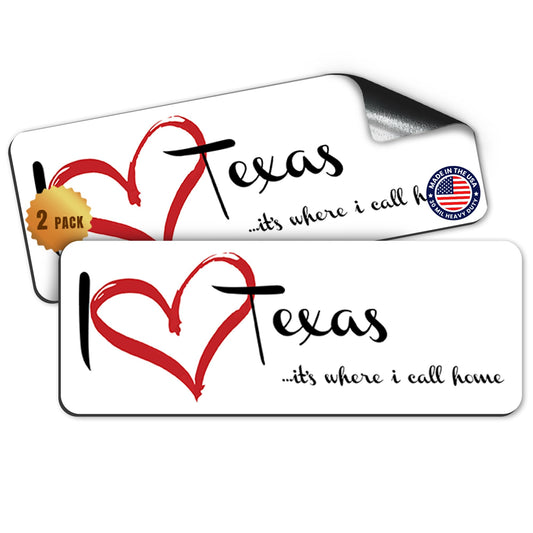 Magnet Me Up I Love Texas, 3x8 Inch, 2 Pack