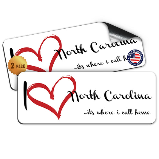 Magnet Me Up I Love North Carolina, 3x8 Inch, 2 Pack